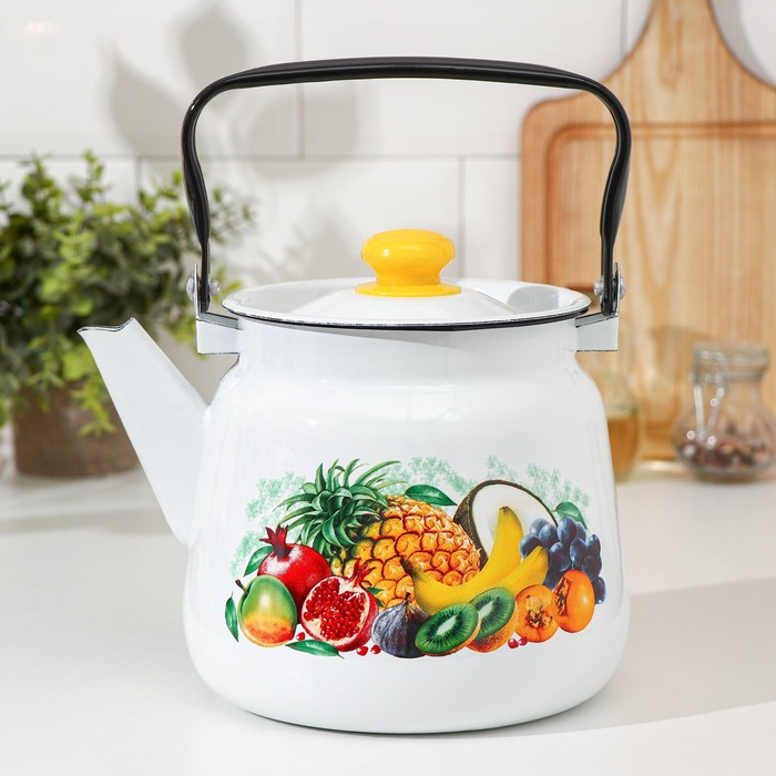 Чайник эмалированный сферический «Эквадор», 3.5 л, цвет белый - Фото 1