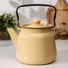Чайник эмалированный, 3.5 л, без деколи, цвет бежевый - Фото 1
