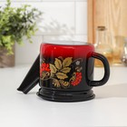 Чайник заварочный, 1 л, фиксированная ручка, эмалированная сталь, красно-чёрный, рисунок МИКС - Фото 3