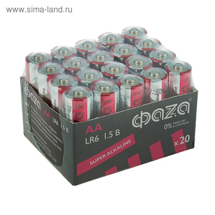 Батарейка алкалиновая "ФАZА" Super, AA, LR6-20BOX, 1.5В, набор 20 шт. - Фото 1
