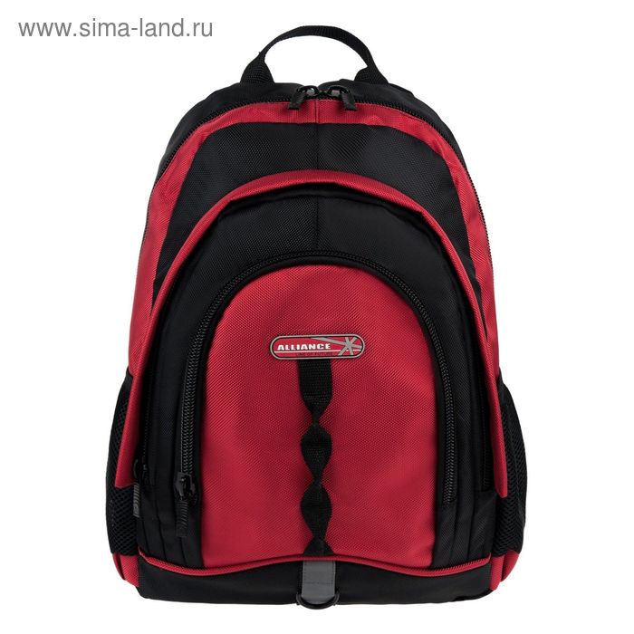 Рюкзак, 30х42х20 см, отделение на молнии, 2 кармана, цвет чёрно-красный - Фото 1