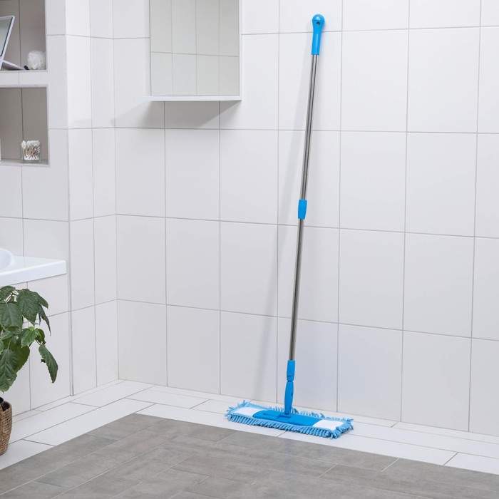 Швабра для мытья пола плоская Доляна, насадка из микрофибры 42×12 см, телескопическая ручка 92-181 см - Фото 1