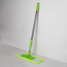 Швабра для мытья пола плоская Доляна, насадка из микрофибры 42×12 см, телескопическая стальная ручка 92-122 см, цвет МИКС - Фото 1