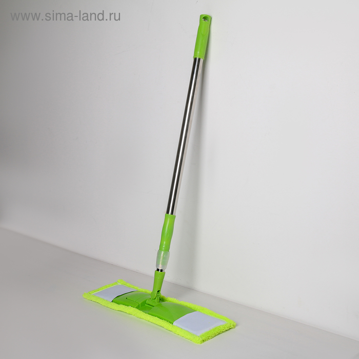Швабра для мытья пола плоская Доляна, насадка из микрофибры 42×12 см, телескопическая стальная ручка 92-122 см, цвет МИКС - Фото 1