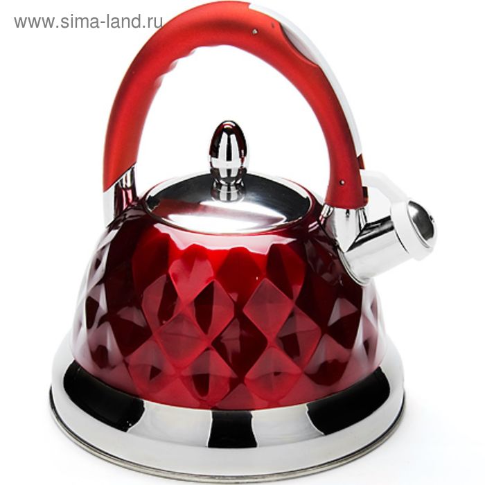 Чайник металлический 3,5 л цвет красный - Фото 1
