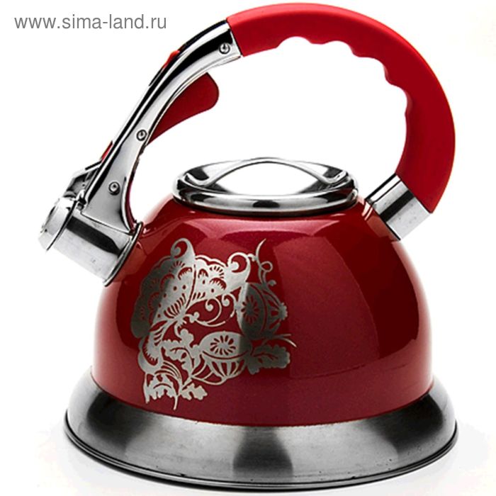 Чайник со свистком 2,7 л цвет красный - Фото 1