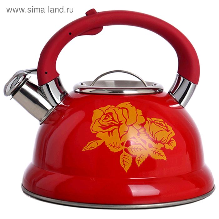 Чайник со свистком 2,6 л цвет красный - Фото 1