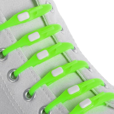 Набор шнурков для обуви, 6 шт, силиконовые, плоские, на застёжке, 6 мм, 12 см, цвет салатовый