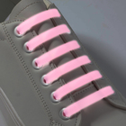 Набор шнурков для обуви, 6 шт, силиконовые, плоские, светящиеся в темноте, 13 мм, 9 см, цвет нежно-розовый - Фото 3