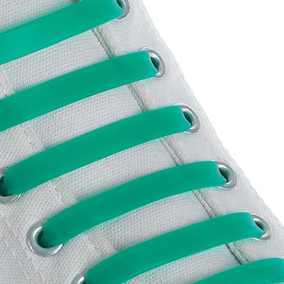 Набор шнурков для обуви, 6 шт, силиконовые, плоские, 13 мм, 9 см, цвет зелёный