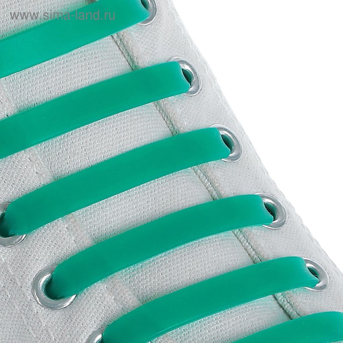 Набор шнурков для обуви, 6 шт, силиконовые, плоские, 13 мм, 9 см, цвет зелёный
