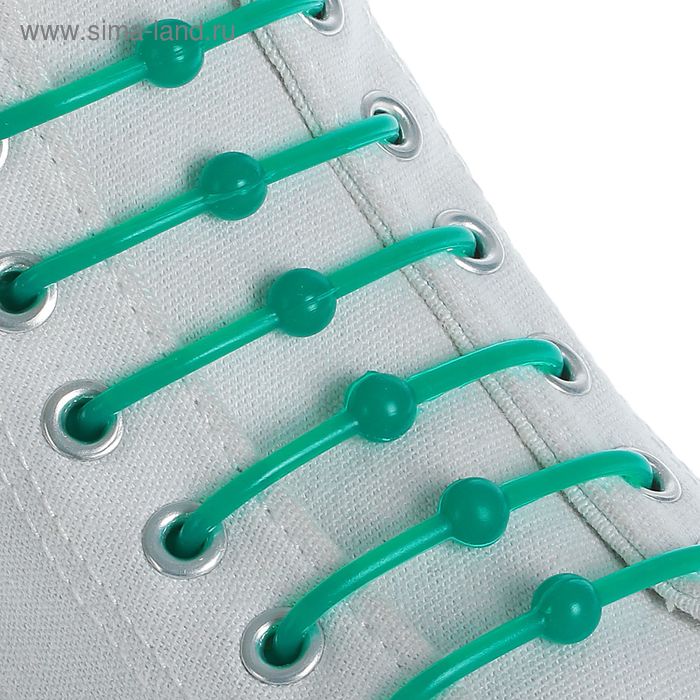 Набор шнурков для обуви «Шар», 6 шт, силиконовые, круглые, d = 15 мм, 6,5 см, цвет зелёный - Фото 1