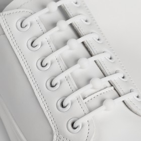 Набор шнурков для обуви «Шар», 6 шт, силиконовые, круглые, d = 15 мм, 6,5 см, цвет белый