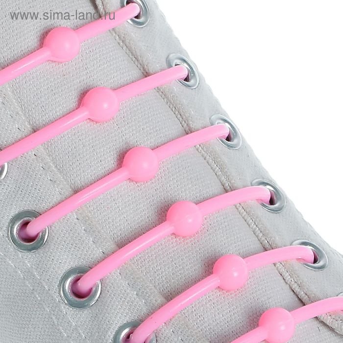 Набор шнурков для обуви «Шар», 6 шт, силиконовые, круглые, d = 15 мм, 6,5 см, цвет розовый - Фото 1