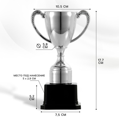 Кубок 113, наградная фигура, серебро, подставка пластик, 17.7 см