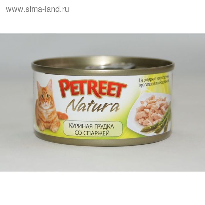 Влажный корм Petreet для кошек, куриная грудка со спаржей, ж/б, 70 г - Фото 1