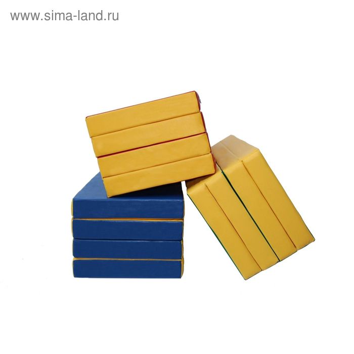 Мат 100 х 200 х 10 см, складной, 3 сложения, сине/жёлтый - Фото 1