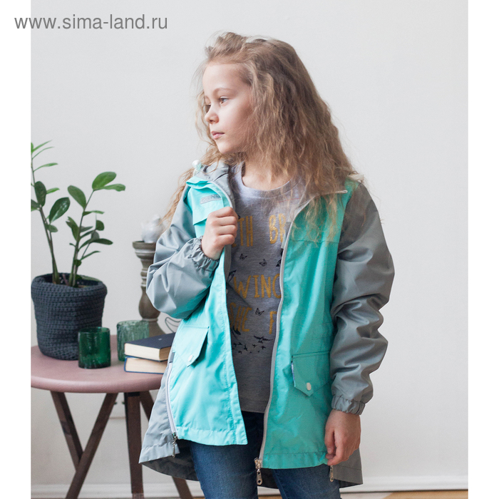 Куртка для девочки "ЕВА", рост 152 см (76), цвет небесный/серый В10017-10 - Фото 1