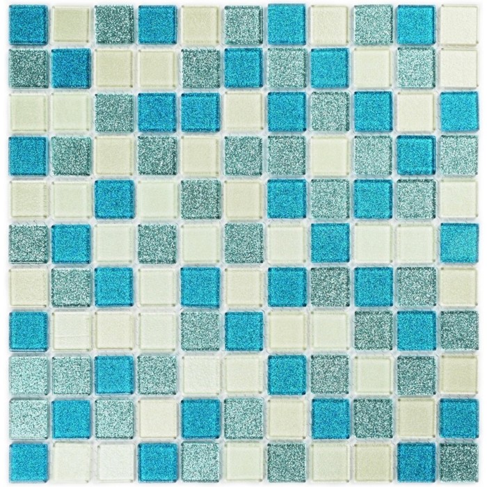 Мозаика стеклянная Bonaparte, Shine Blue 300х300х4 мм - Фото 1