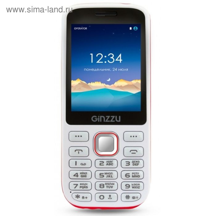 Сотовый телефон GINZZU M201, 2 sim, белый/красный - Фото 1