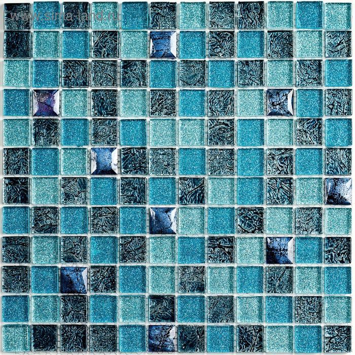 Мозаика стеклянная Bonaparte, Satin Blue 300х300х8 мм - Фото 1