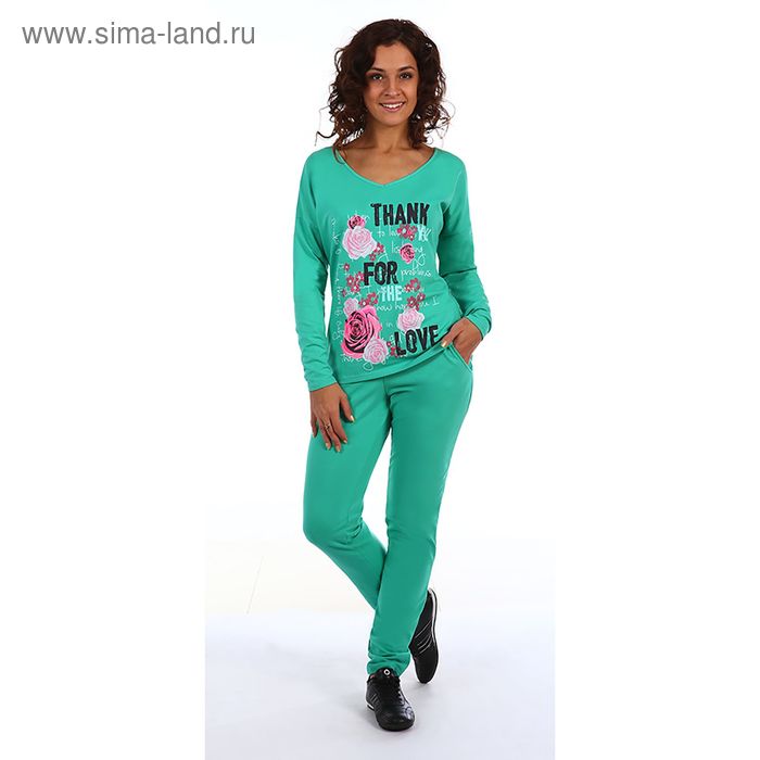 Комплект женский "Лавели" (джемпер, брюки), размер 46, цвет зелёный (арт. 2026) - Фото 1
