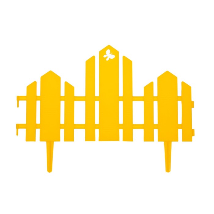 Ограждение декоративное, 25×170 см, 5 секций, пластик, жёлтое, «Чудный сад»