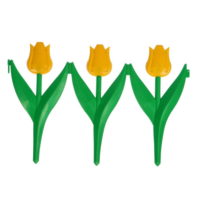 Ограждение декоративное, 30×225 см, 5 секций, пластик, жёлтый цветок, «Тюльпан»