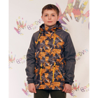 Куртка для мальчика "ЛУКА", рост 128 см (64), цвет асфальт, принт оранжевый В10017-09 - Фото 1