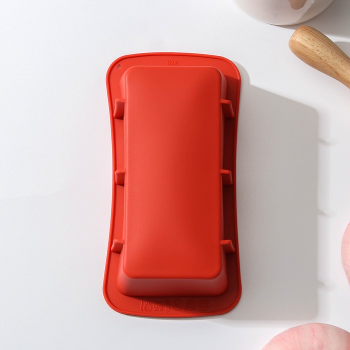 Форма для выпечки Доляна «Хлеб», силикон, 16.7×8.5×4.8 см, внутр.размер 14.7×6.5 см, красная - Фото 1