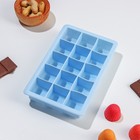 Форма для льда Доляна «Кубик», силикон, 11,7×18,7×3,4 см, 15 ячеек (3,4×3,4 см), цвет голубой - Фото 4