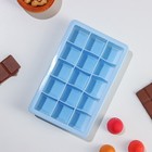 Форма для льда Доляна «Кубик», силикон, 11,7×18,7×3,4 см, 15 ячеек (3,4×3,4 см), цвет голубой - фото 4568904