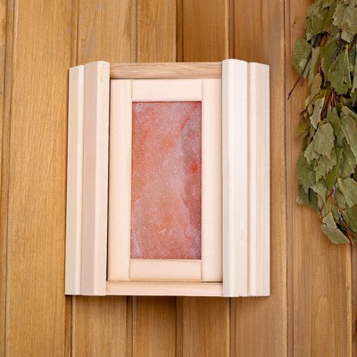 Абажур для бани и сауны с гималайской солью, липа, 27×23×8 см, настенный, 1 плитка, «Добропаровъ»