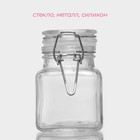 Банка для сыпучих Доляна «Квадрат», 110 мл, 5.5×8 см, с бугельным замком, стекло, прозрачная - Фото 2