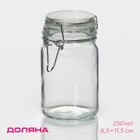 Банка для сыпучих Доляна «Оптима», 250 мл, 6.5×11.5 см, с бугельным замком, стекло, прозрачная - Фото 1