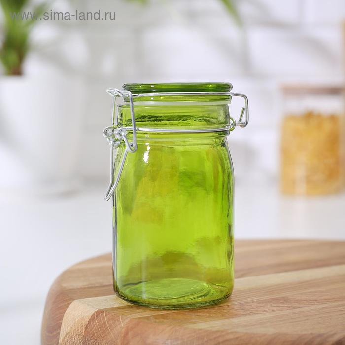 Банка стеклянная для хранения сыпучих продуктов «Оптима», 250 мл, 6,5×11,5 см, с бугельным замком, цвет МИКС - Фото 1