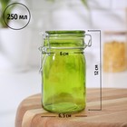 Банка стеклянная для хранения сыпучих продуктов «Оптима», 250 мл, 6,5×11,5 см, с бугельным замком, цвет МИКС - Фото 2