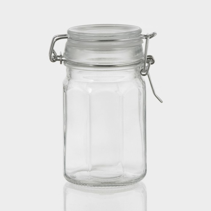 Банка стеклянная для хранения сыпучих продуктов «Угол», 250 мл, 6×11,5 см, с бугельным замком - Фото 1