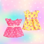 Одежда для пупса: платье розовое в цветочек, с бантиком - фото 3800110