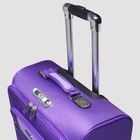 Чемодан-мини на молнии, 1 отдел, наружный карман, 2 колеса, кодовый замок, цвет фиолетовый - Фото 5