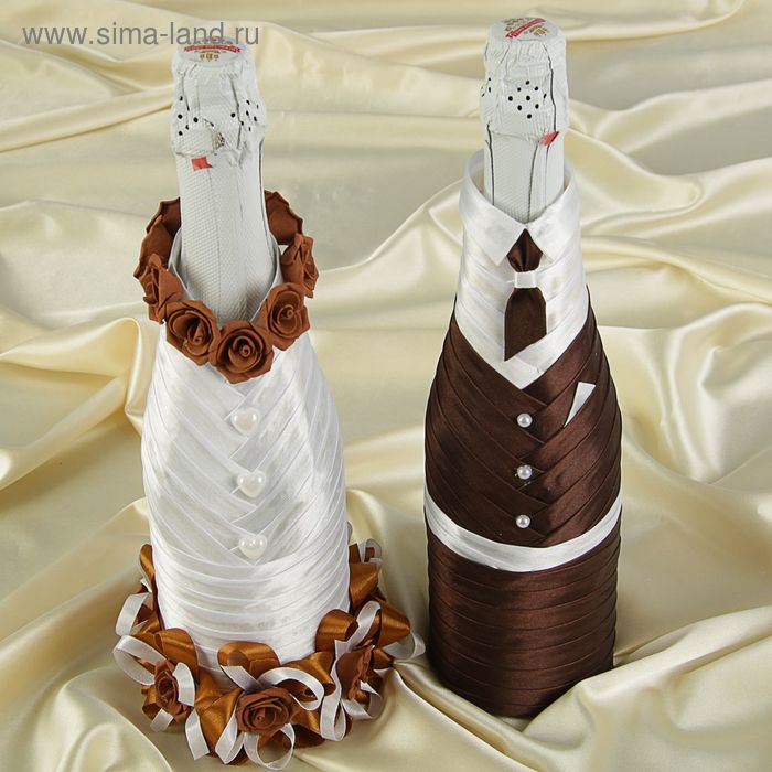 Украшения на шампанское "Элит-тубы" платье шоколад - Фото 1