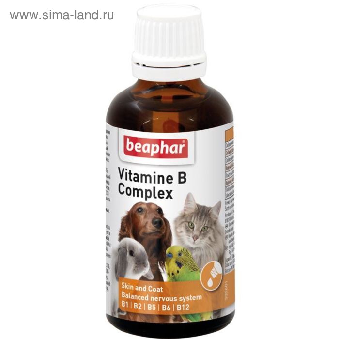 Витамины Beaphar "Vitamin- B-Komplex" группы B для животных, 50 мл - Фото 1