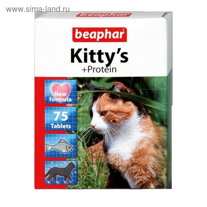 Витамины Beaphar "Kitty's" для кошек, протеин, 75 шт - Фото 1