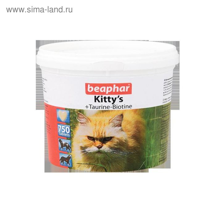 Витамины Beaphar "Kitty's" для кошек, таурин+биотин, 750 шт - Фото 1