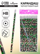 Карандаш чёрнографитный с ластиком "Милитари", твёрдость НВ - Фото 1
