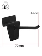 Крючок для экономпанелей пластиковый, d=4 мм, L=7 см, чёрный - Фото 2