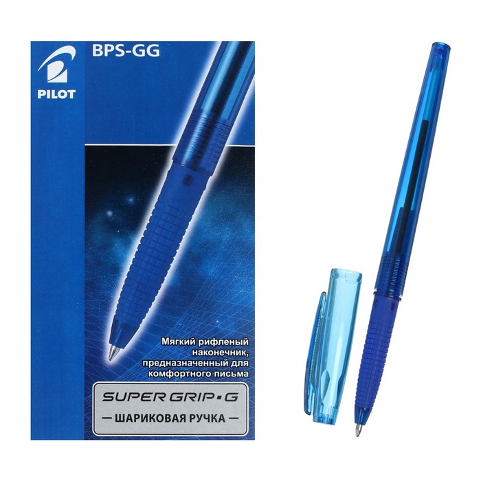 Ручка шариковая Pilot. Super Grip G, синий стержень BPS-GG-F (L), узел 0.7 мм, резиновый упор - Фото 1