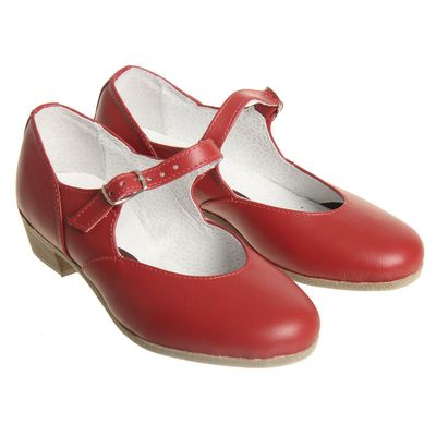 Туфли народные женские, длина по стельке 18 см, цвет красный