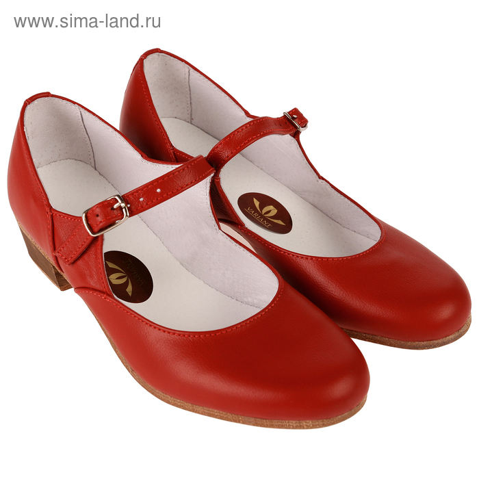 Туфли народные женские, длина по стельке 21,5 см, цвет красный - Фото 1