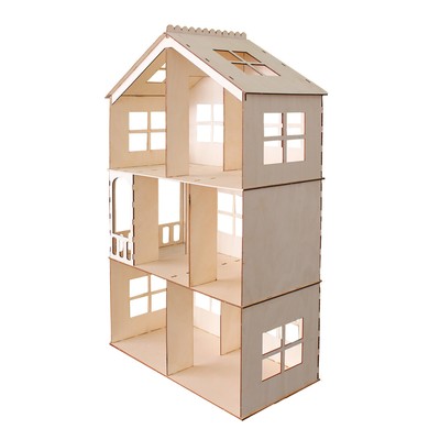 Кукольный домик 3 этажа с балконом, фанера 3-3,5 мм